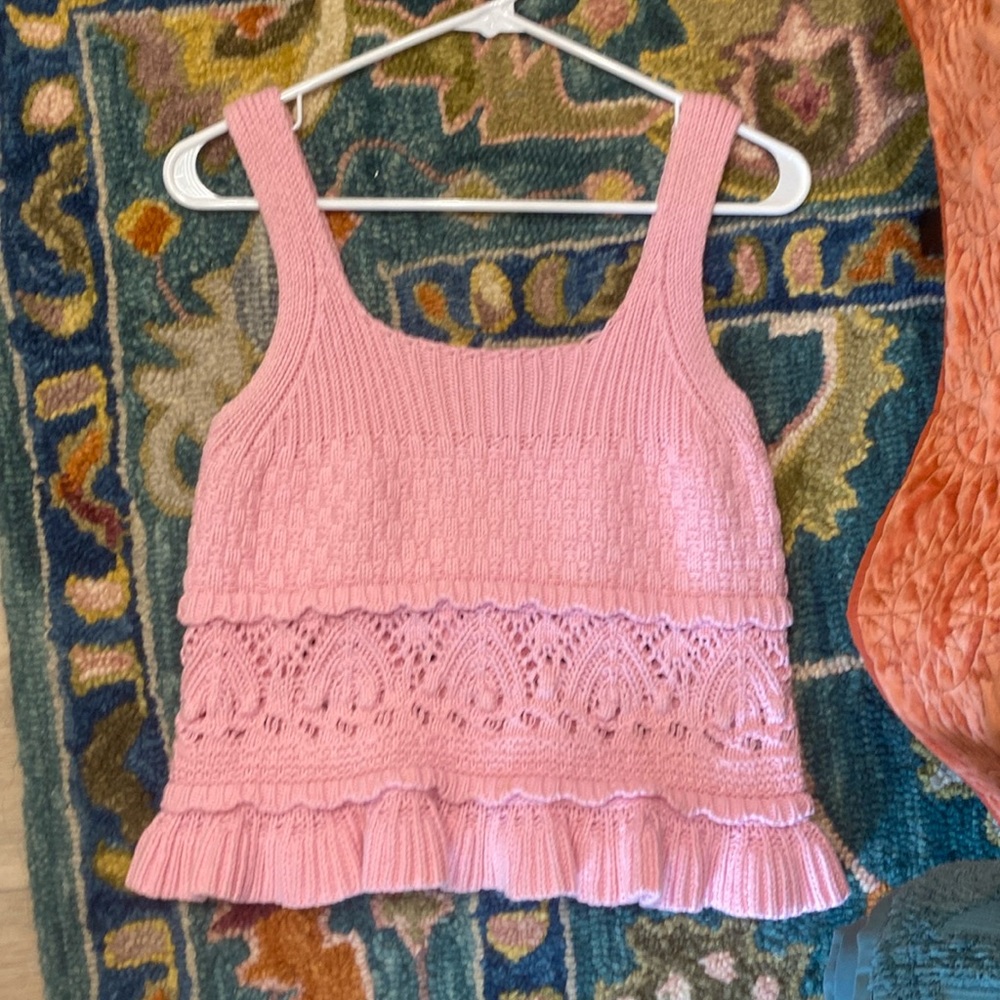 Medium beautiful pink crochet tank top